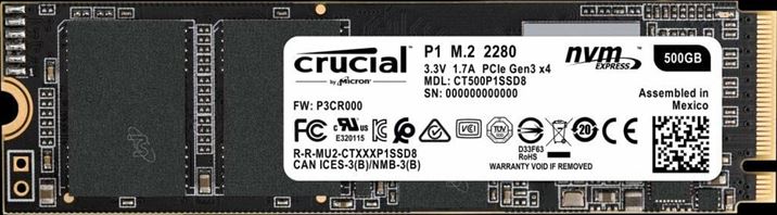 CRUCIAL P1 500GB 3D NAND NVMe PCIe M.2 SSD