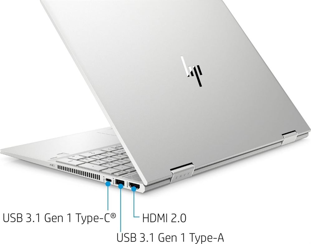 HP Envy 15-DR1070WM Laptop, Intel Core i5-10210U, 8GB RAM, 256GB SSD, No Optical Drive,15.6 FHD IPS,  X360 Multi Touch Screen, Finger Print Reder, English Keyboard - Natural Silver | 1A1K6UA#ABA