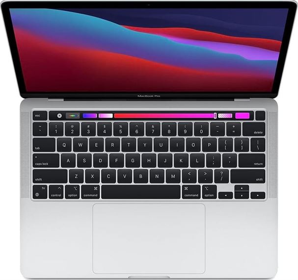 Apple MacBook Pro 2020 13" Retina Display with True Tone Laptop, M1 Chip, 8 Core CPU/GPU, 8GB RAM, 256GB SSD, Touch Bar & Touch ID, English Keyboard with Backlight, Silver | MYDA2 / MYDA2LL/A