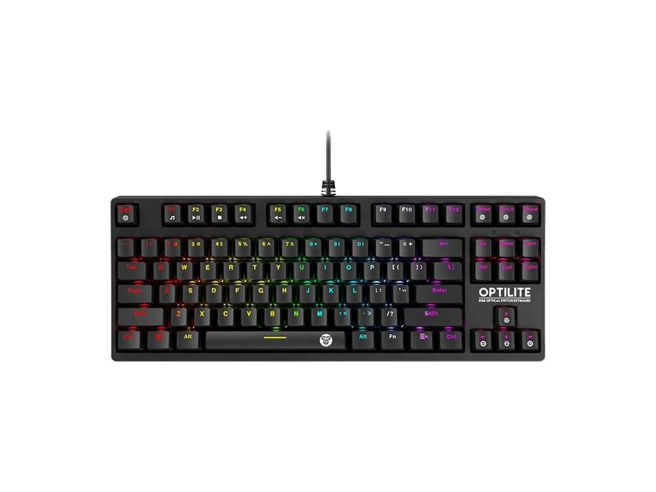 Fantech Optilite MK872 RGB Optical Switch Keyboard, 87 Total Keys, 19 Modes RGB Illumination, Water & Dust Proof, 1.8m Nylon Braided Cable, Black | MK872