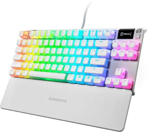 SteelSeries Apex 7 Ghost TKL Wired Mechanical Linear Gaming Keyboard, Red Key Switch, RGB Backlighting, USB, US, White |  64656