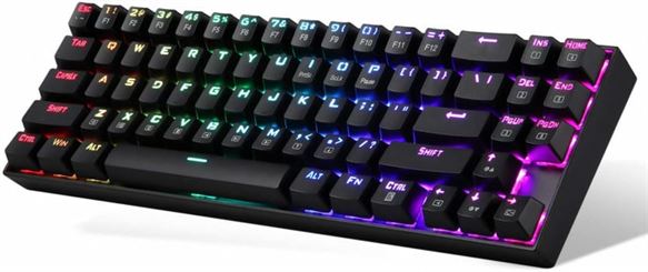 Redragon K599 Wireless Mechanical Gaming Keyboard, 60% Compact, 70 Key Tenkeyless RGB Backlit, With Red Switches For Windows PC Gamers, English Layout, Black | K599-KRS