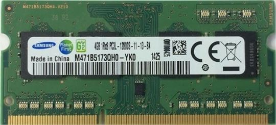 Samsung 4GB DDR3L Laptop Memory, 1600MHz, PC3-12800 Speed, CL11 Timings, Non-ECC, SODIMM Form Factor, 1.35V | M471B5173QH0-YK0