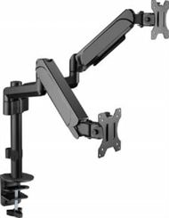 GAMEON GO-2045 Pole Mounted Gas Spring Dual Monitor Arm, Stand And Mount For Gaming And Office Use, 17" - 32", Each Arm Up To 9 Kg, Black | 780430 