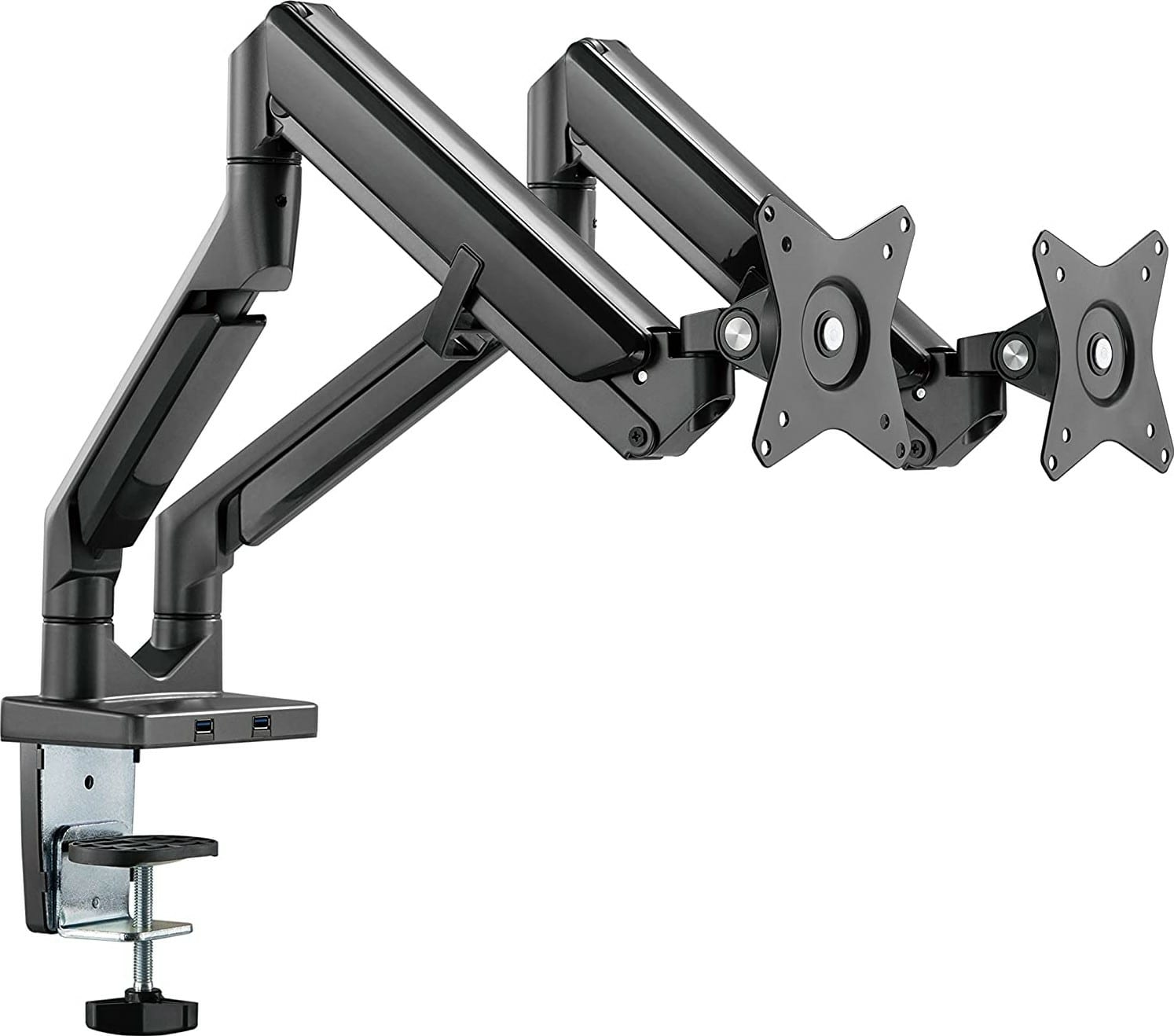 Navodesk Control Monitor Arms, Premium Quality Dual Monitor Desk Mount With Gas Spring Tech & USB Hub (Dual) - Midnight Grey | CTRL-A-PRO-DUAL-BK