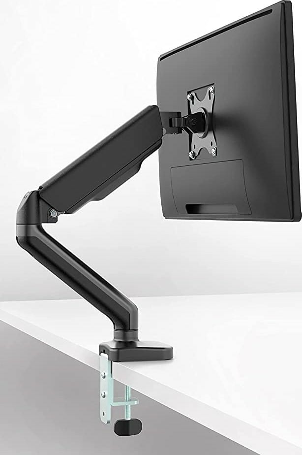 Navodesk Control Monitor Arms, Premium Quality Ergonomic Monitor Desk Mount With Gas Spring Tech & USB Hub (Single Model C Pro) - Pure Black | CTRL-C-PRO-BK