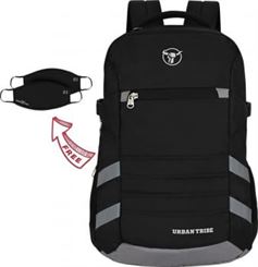 Urban Tribe Battle Tank 15.6 Inch, Water Repellent, 30 Litres, Anti-Theft Feature Laptop Backpack for Men and Women + 2 Masks - Black/Grey | B01N01LDU5