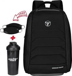 Urban Tribe Fitpack Pro Multipurpose 15.6 Inch, Water Repellent, 35 litres, Laptop Backpack for Men and Women + 1 Gym Shaker + 2 Masks - Black | B07KFGNWH8