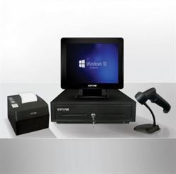 OSCAR Point of Sale Core i5 4GB RAM 128 SSD 15" Touchscreen POS Terminal + Thermal Receipt Printer 80mm + Cash Register Drawer 5Notes 8Coins + Barcode Scanner 1D -  Shiny Black | MTPOSC51800NB-01
