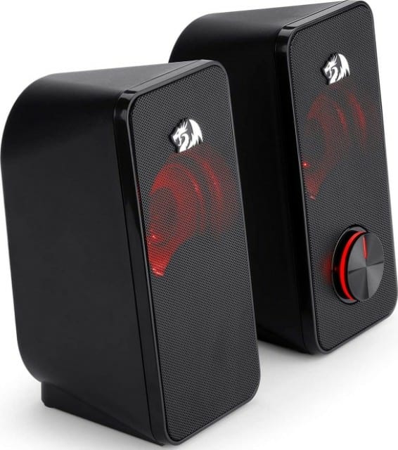 Redragon GS500 Stentor PC Gaming Speaker, 2.0 Channel Stereo, Red Backlight, 5Wx2 Maximun Power, USB Powered with a 3.5mm Connector, Black | GS500