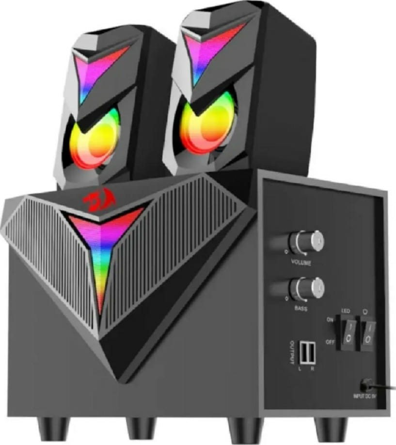 Redragon Toccata Stereo Gaming Speaker, RGB LED Backlight, 150Hz~20kHz Frequency, Bass Volume Control, USB 5V Power Input, ≥30db Signal to Noise Ratio | GS700