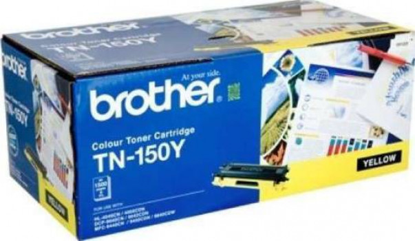 Brother TN-150Y Toner Cartridge, Page Yield of 2500 Pages, Compatible With HL-4040CN / HL-4050CDN  / MFC-9450CDN / MFC-9840CDW, Yellow | TN-150Y