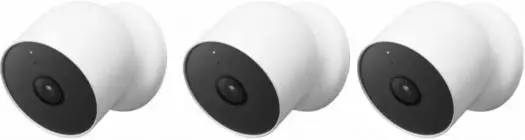 Google Nest Camera, Indoor And Outdoor, Battery, 1080p Resolution at 30 fps, Wi-Fi Enabled, 130&deg; Diagonal Field of View, IP54 Waterproof, 3 Pack, White | GA02077US