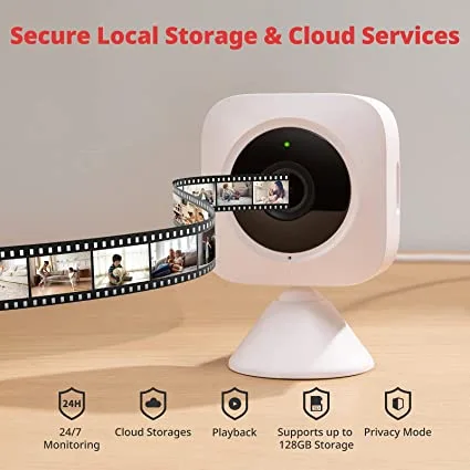 Switchbot Security Indoor Camera, With Motion Detection, Night Vision & 2 Way Audio, Works With Alexa, Battery Powered, Wifi Connectivity, For Home Security, White | W1301200